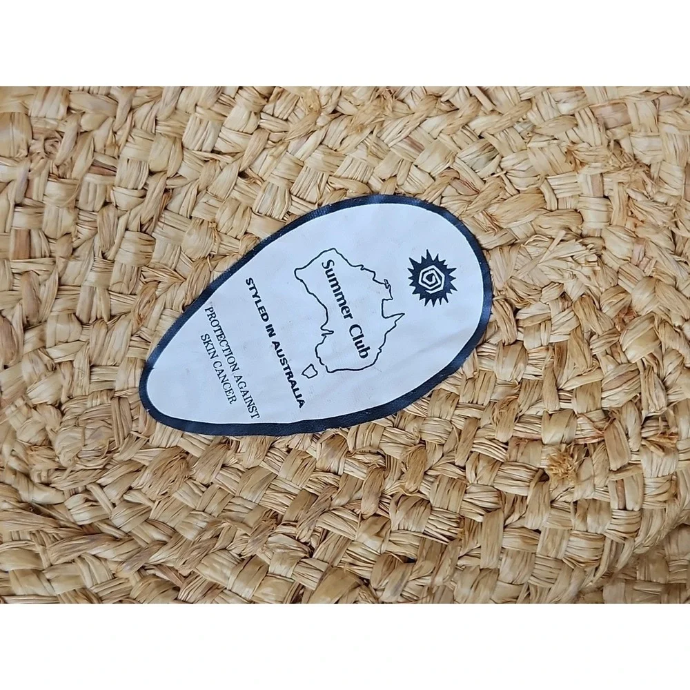 SUMMER CLUB Australia Hat Straw Wide Brim Sun Blocker Beach Coastal Size Large‎